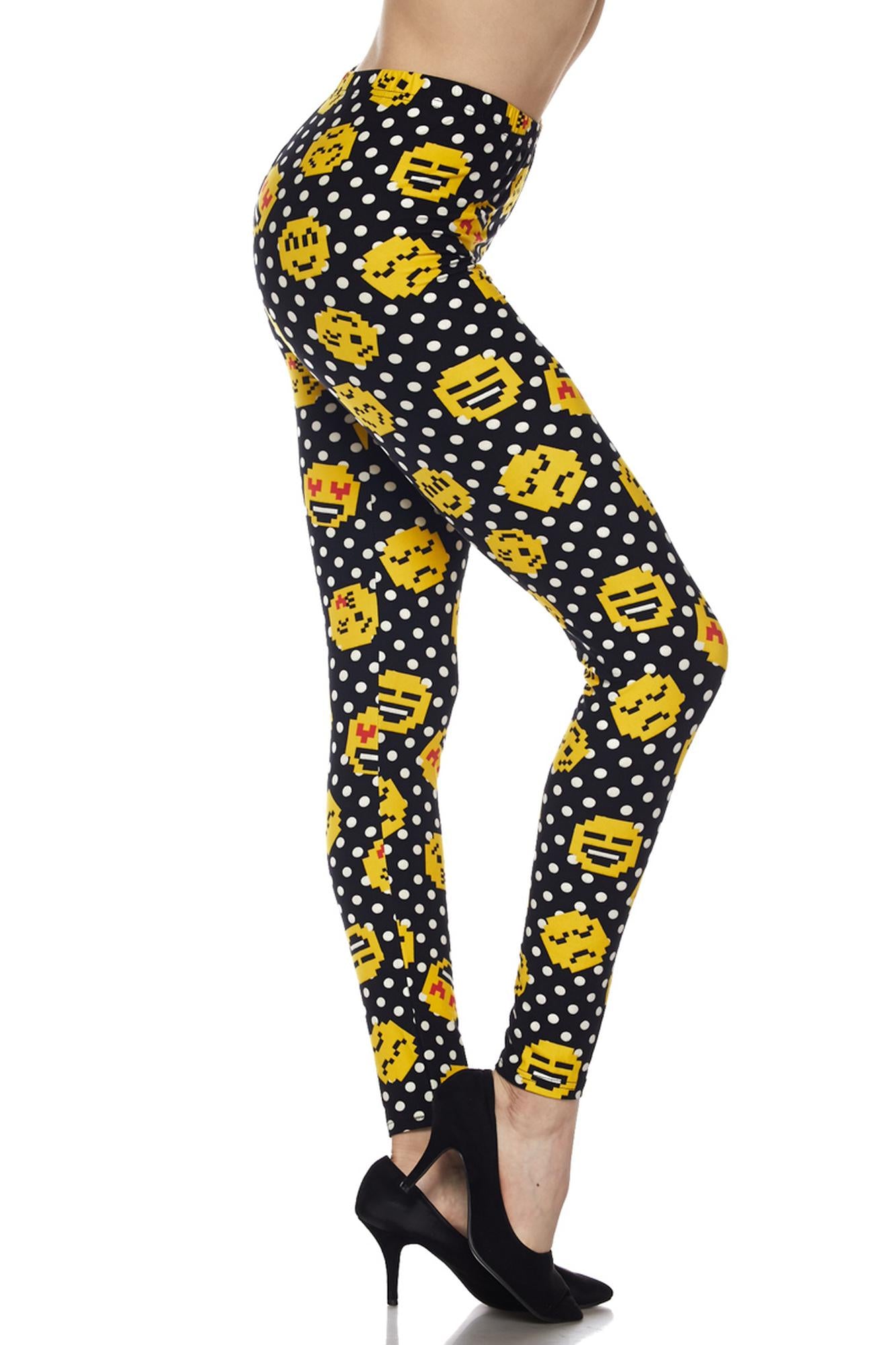 Wholesale Buttery Soft Retro Pixel Arcade Emoji Leggings