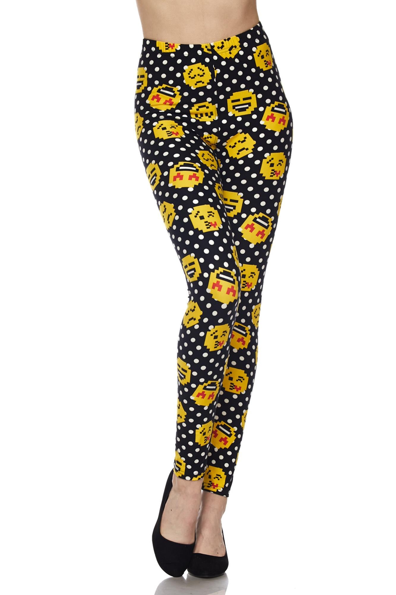 Wholesale Buttery Soft Retro Pixel Arcade Emoji Leggings