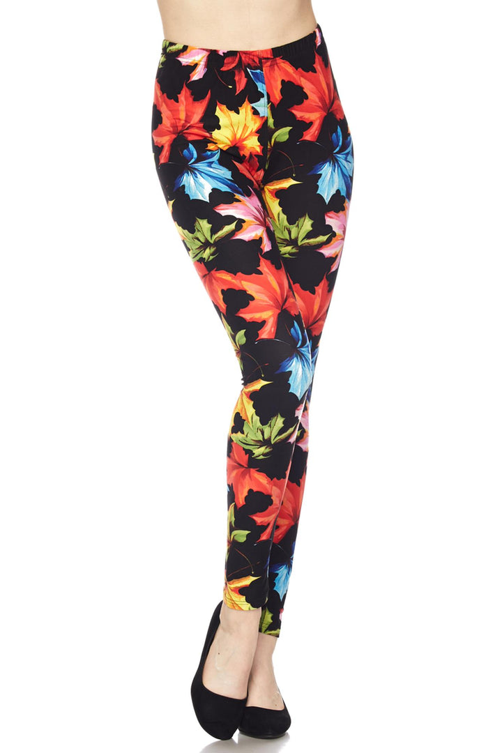 Wholesale Buttery Soft Autumn Leaves Leggings