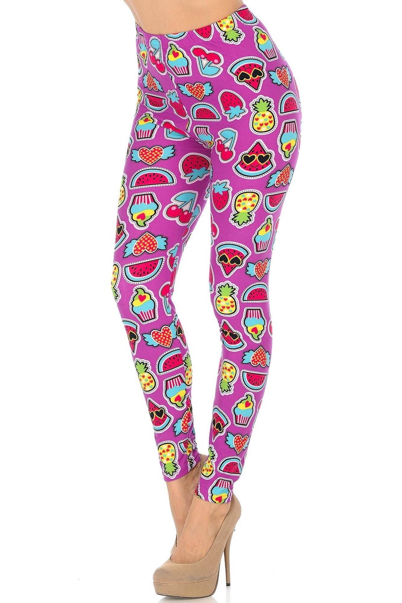 Wholesale Buttery Smooth  Cartoon Fruit Leggings