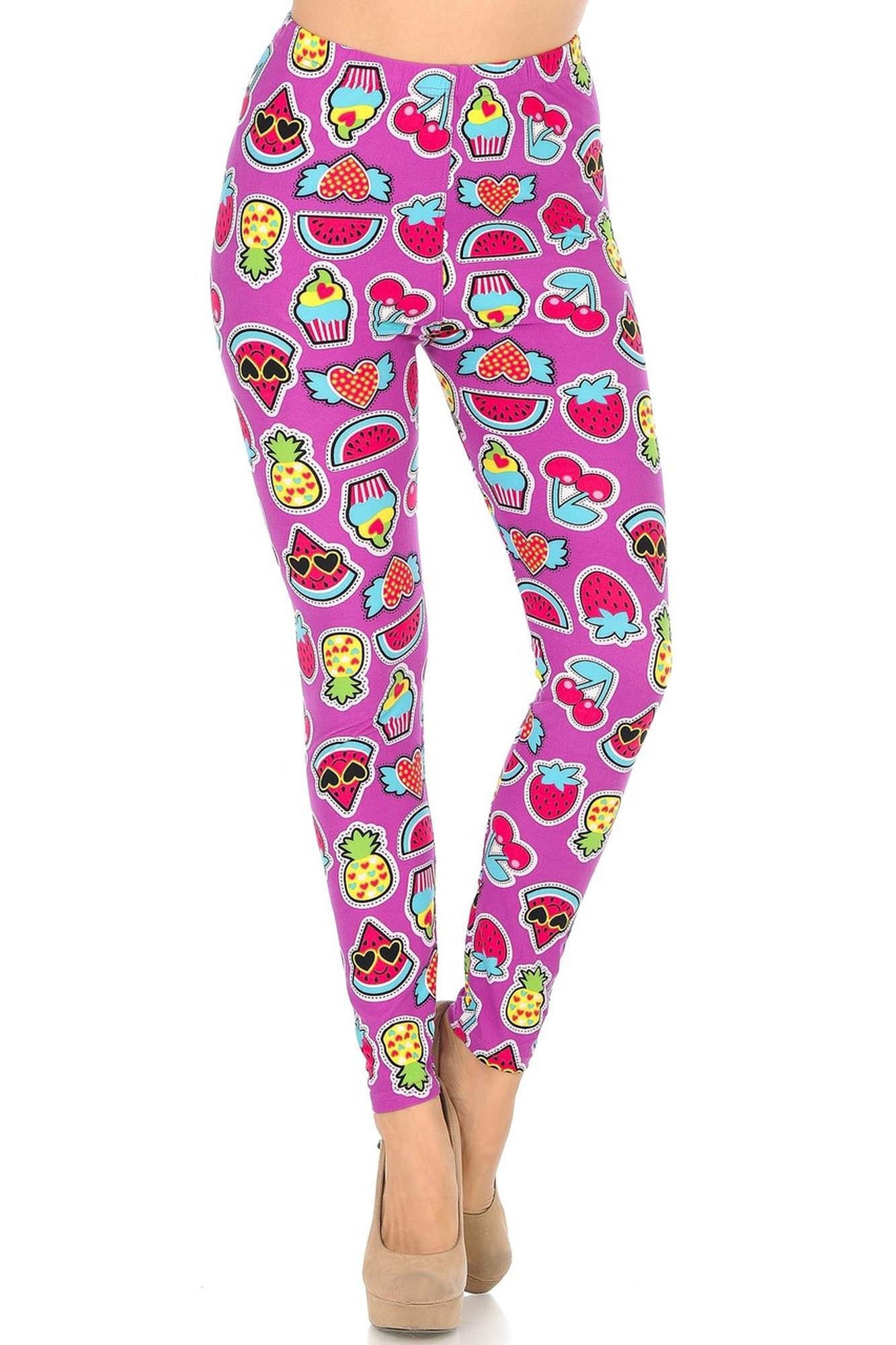 Wholesale Buttery Smooth  Cartoon Fruit Leggings
