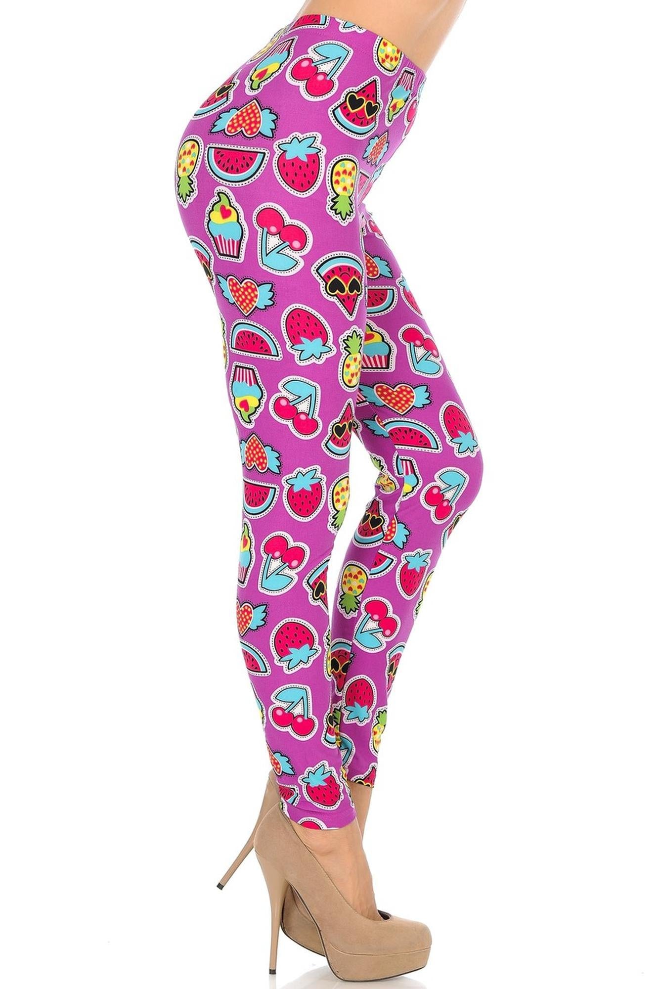 Wholesale Buttery Smooth  Cartoon Fruit Leggings