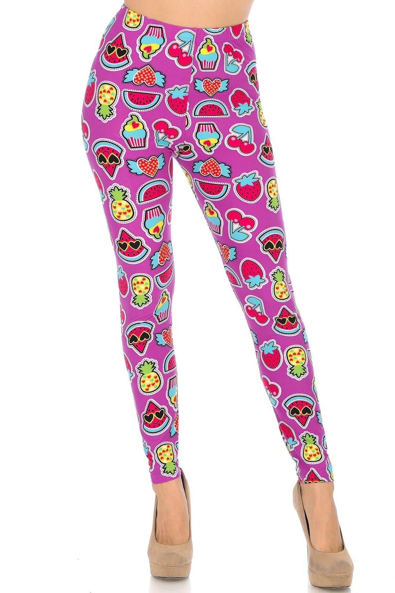 Wholesale Buttery Smooth  Cartoon Fruit Leggings