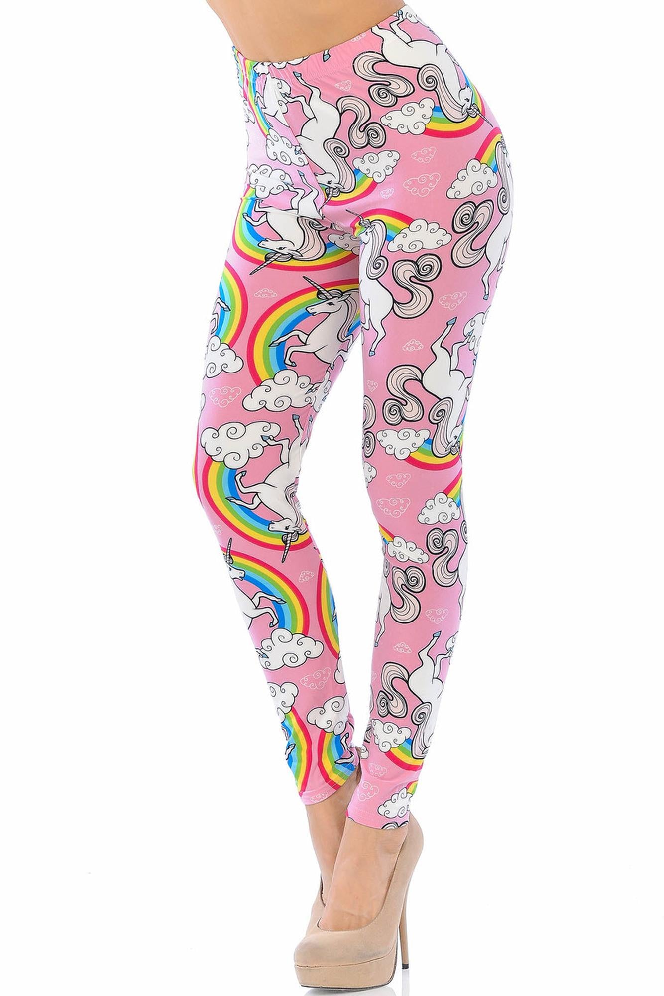 Wholesale Buttery Soft Pink Rainbow Unicorn Leggings