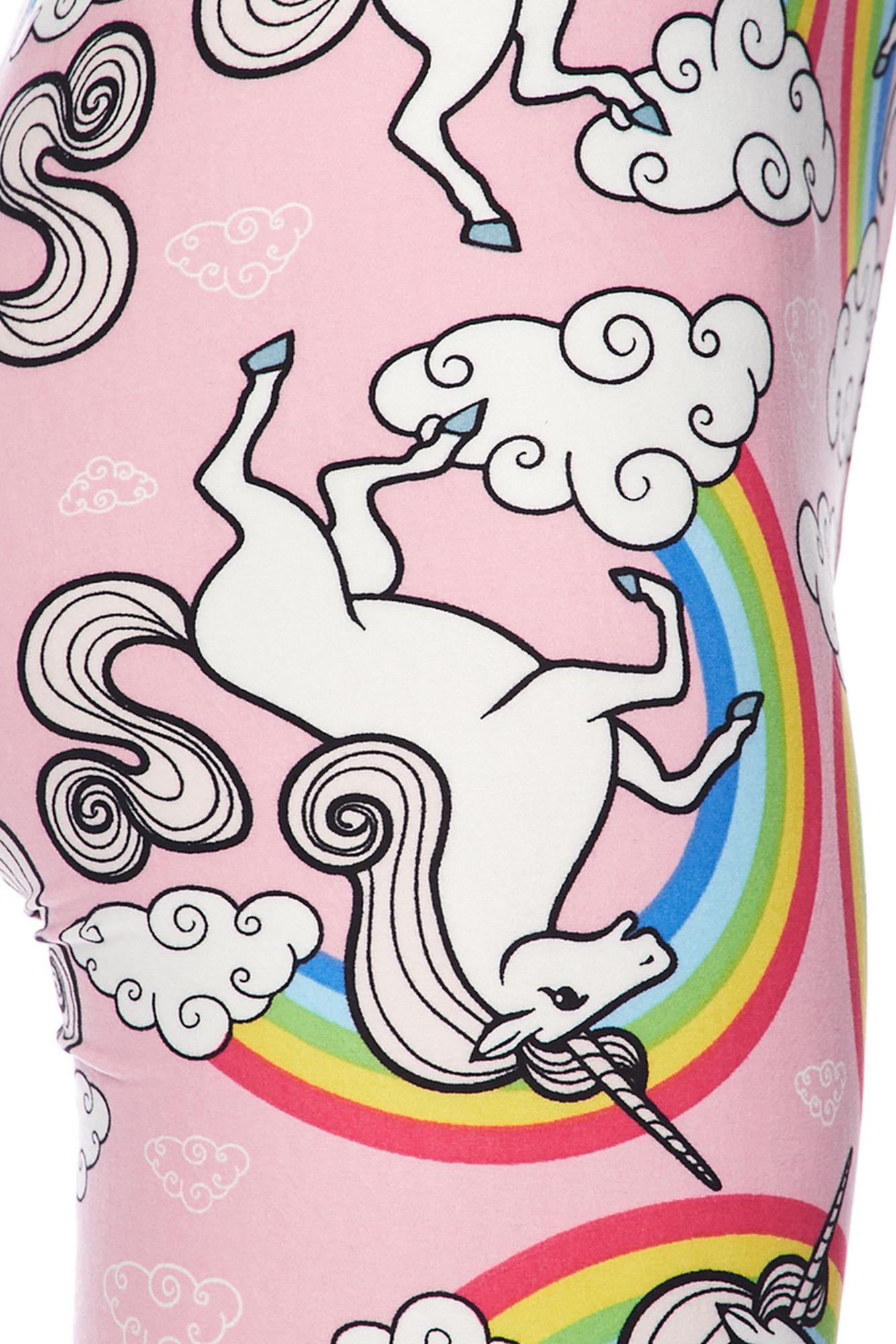 Wholesale Buttery Soft Pink Rainbow Unicorn Leggings