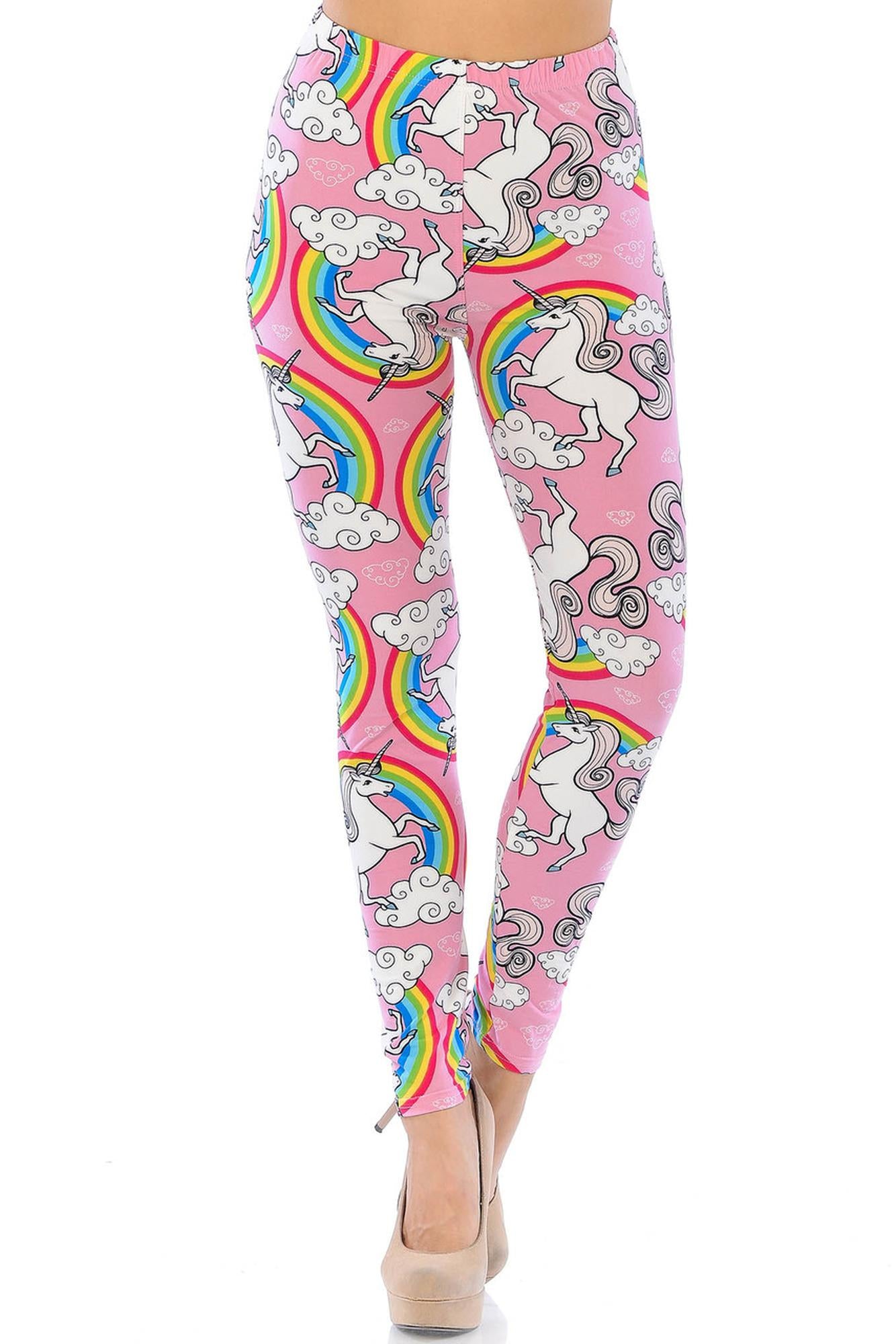 Wholesale Buttery Soft Pink Rainbow Unicorn Leggings