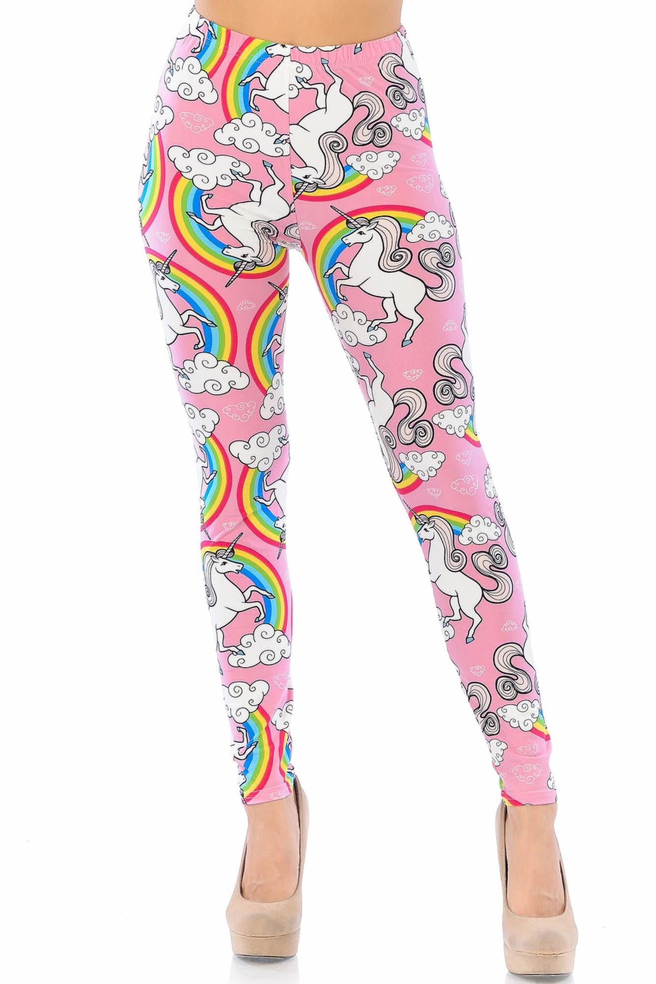 Wholesale Buttery Soft Pink Rainbow Unicorn Leggings