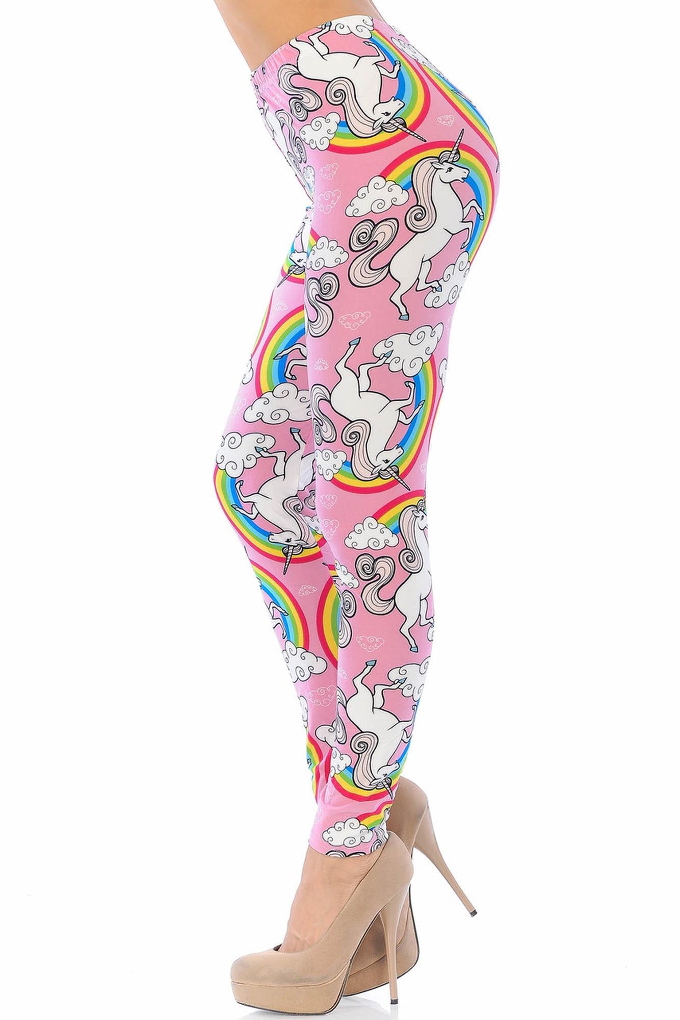 Wholesale Buttery Soft Pink Rainbow Unicorn Leggings