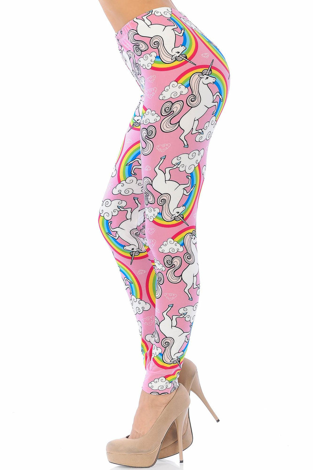 Wholesale Buttery Soft Pink Rainbow Unicorn Leggings