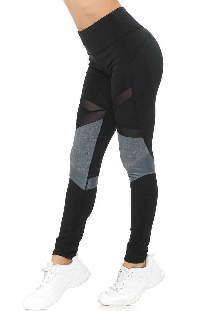 Wholesale Sassy Sport Contour Mesh Color Block Workout Leggings