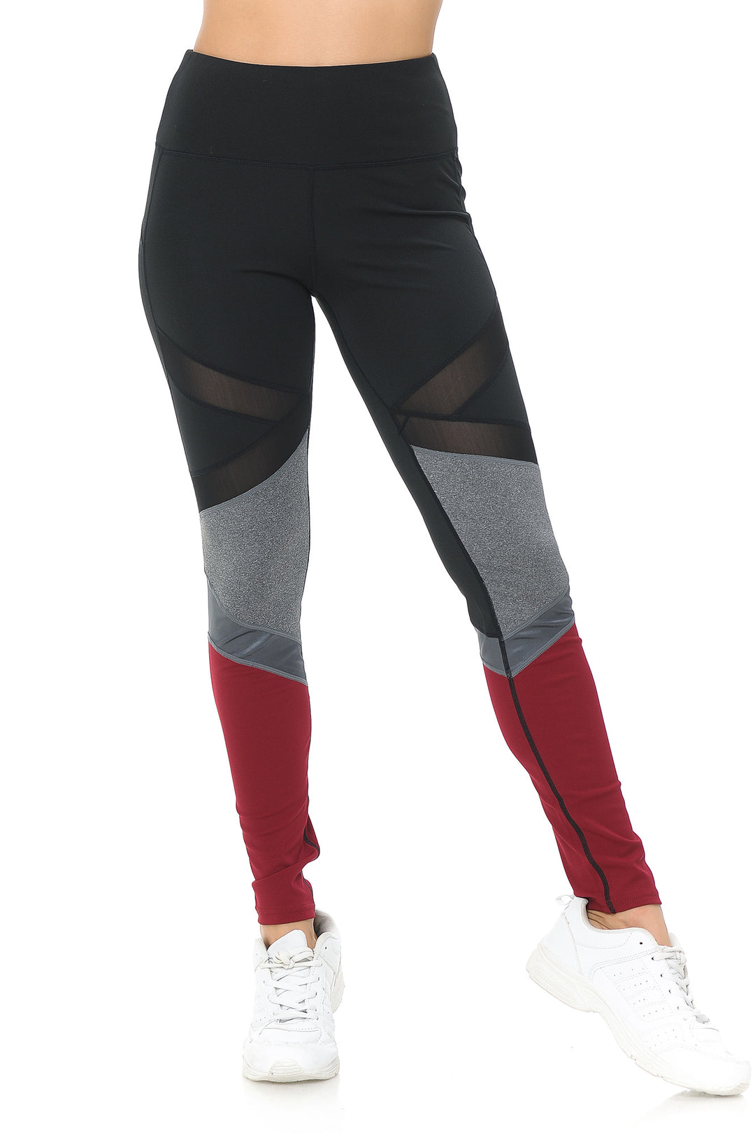 Wholesale Sassy Sport Contour Mesh Color Block Workout Leggings