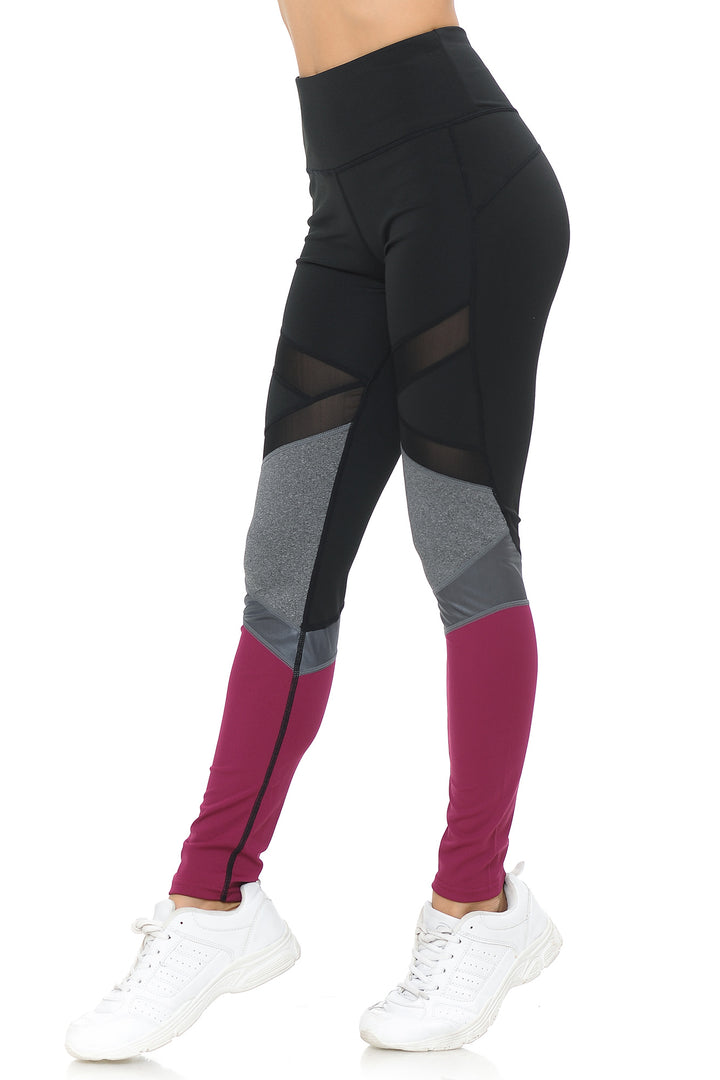 Wholesale Sassy Sport Contour Mesh Color Block Workout Leggings