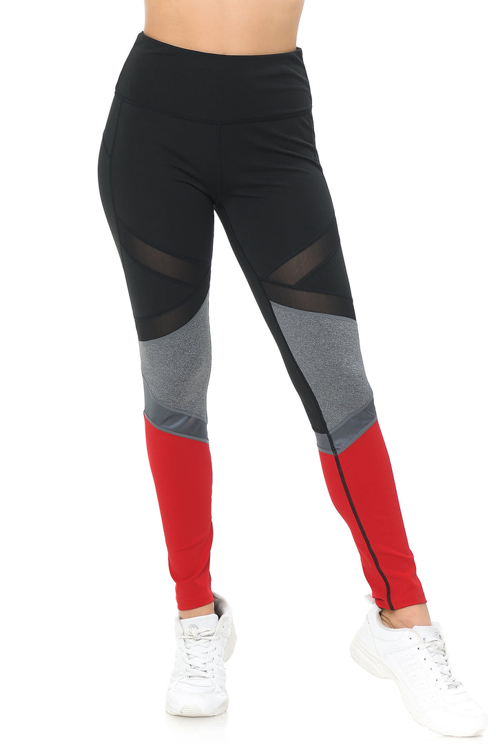 Wholesale Sassy Sport Contour Mesh Color Block Workout Leggings