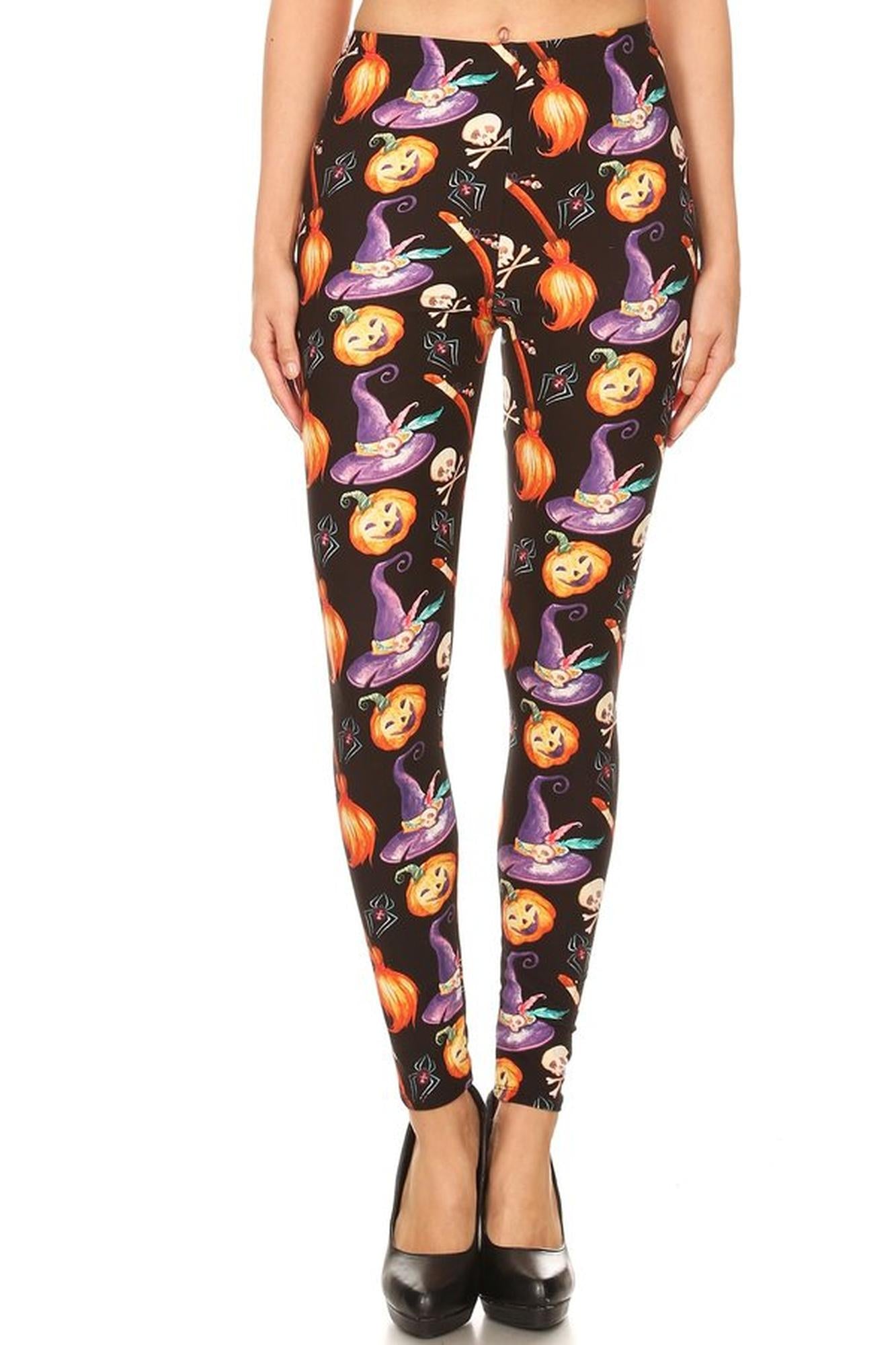 Wholesale Buttery Smooth Pumpkins Witch's Watercolor Halloween Leggings