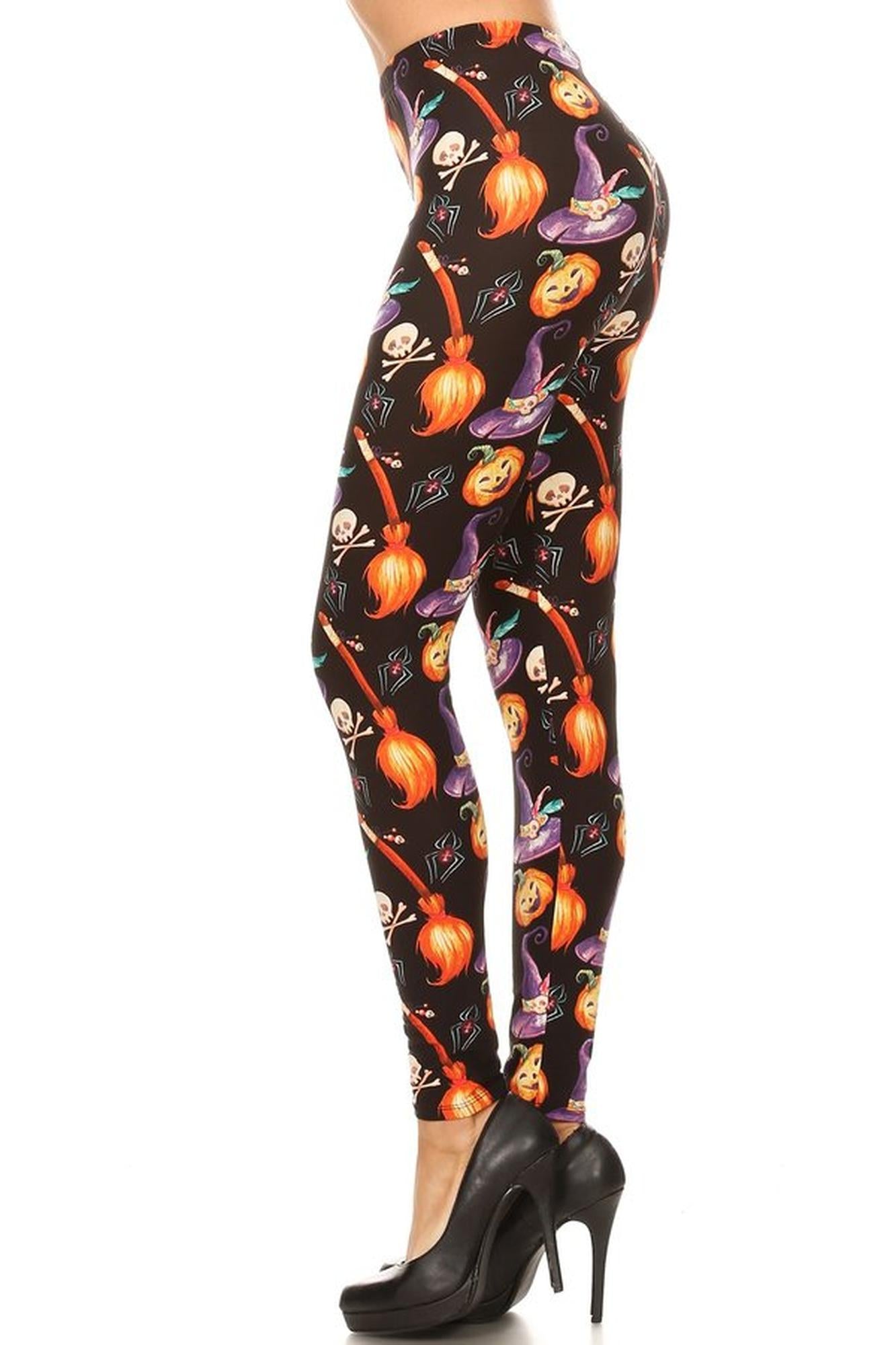 Wholesale Buttery Smooth Pumpkins Witch's Watercolor Halloween Leggings