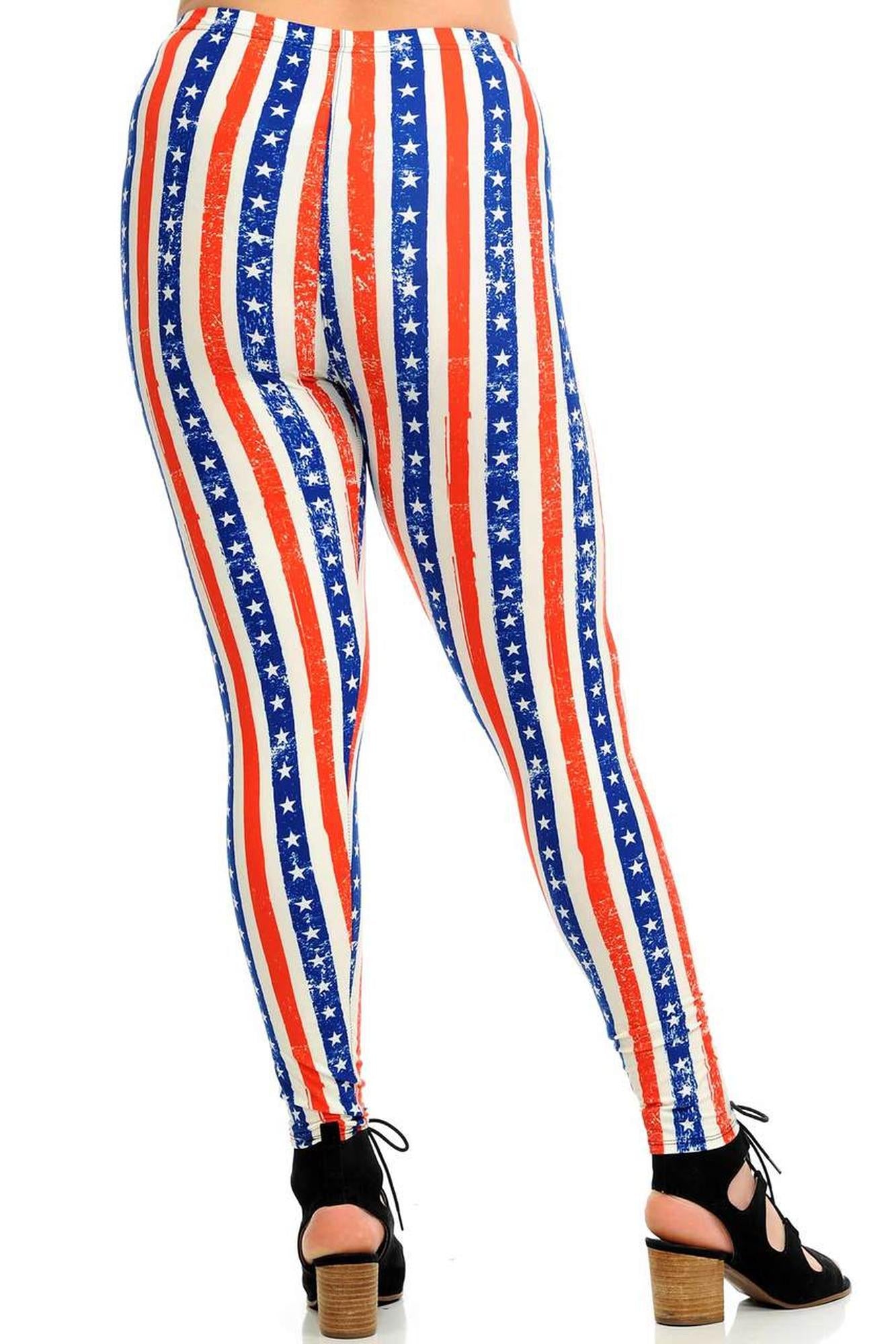 Wholesale Buttery Smooth Plus Size Vertical Stars and Stripes Leggings