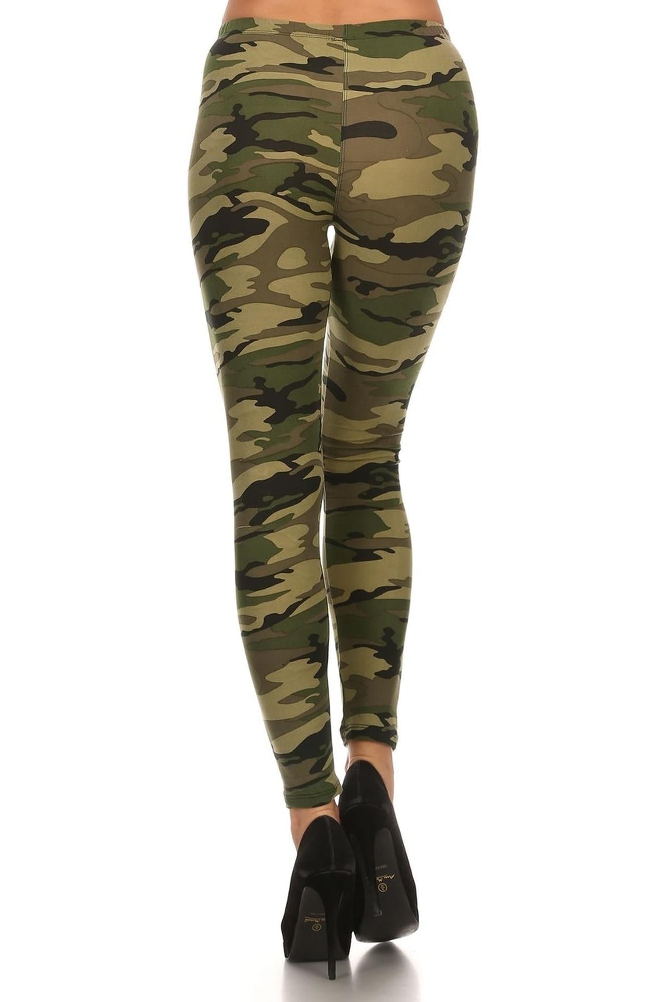 Wholesale Buttery Smooth Green Camouflage  Leggings