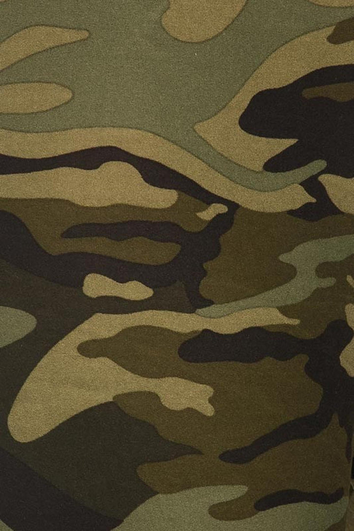 Wholesale Buttery Smooth Plus Size Green Camouflage Leggings