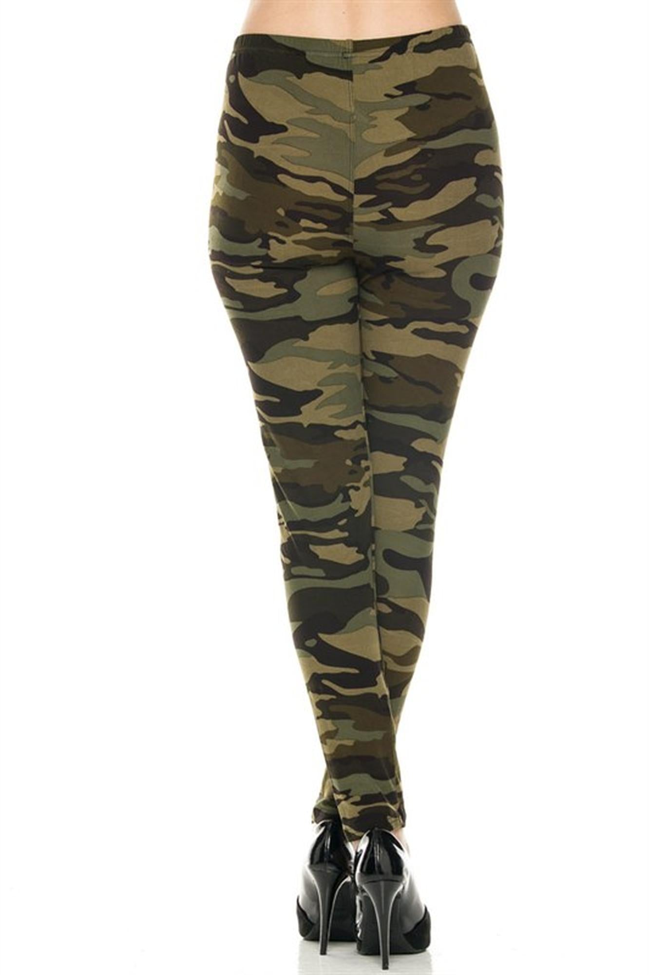 Wholesale Buttery Smooth Plus Size Green Camouflage Leggings