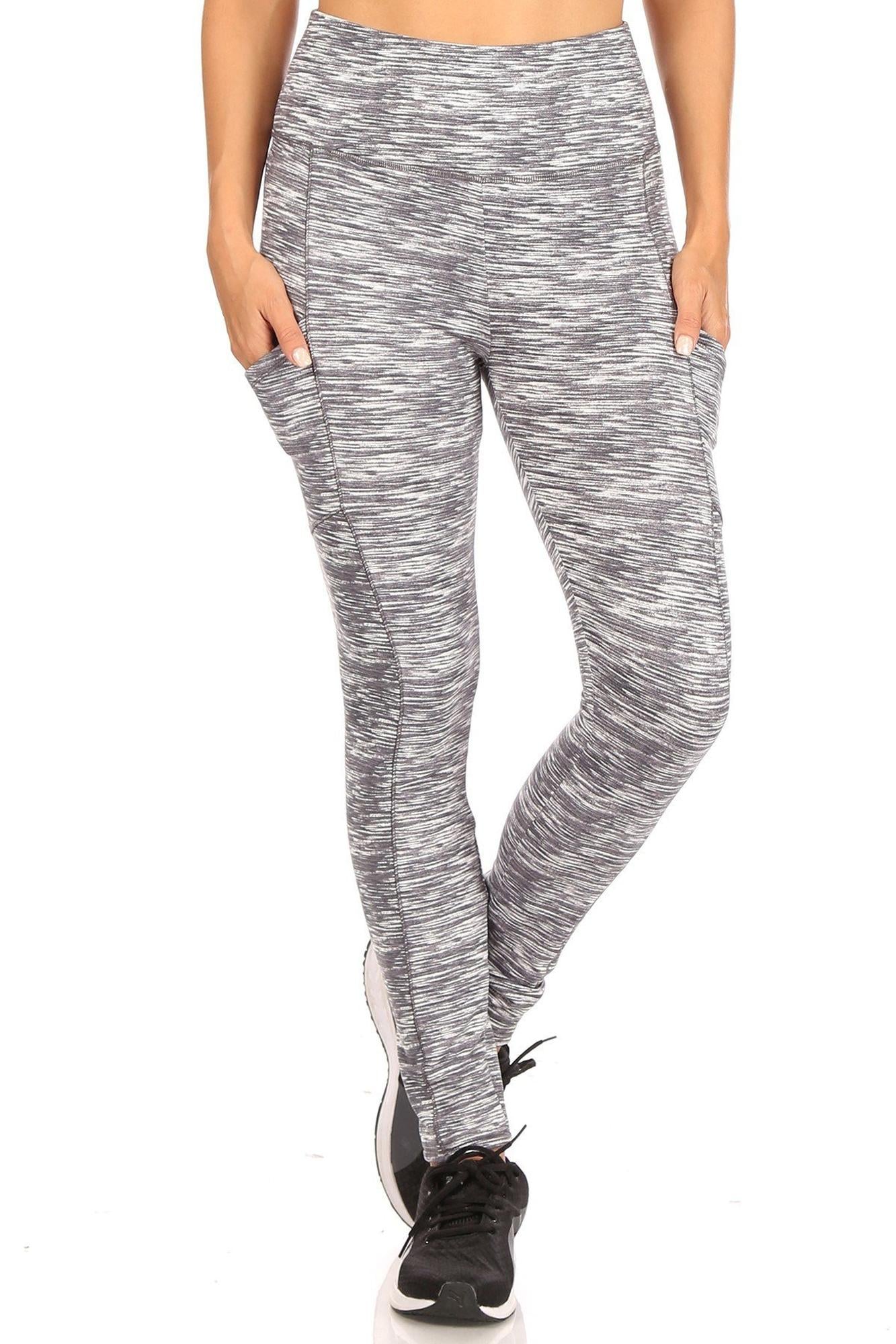 Wholesale Tummy Sculpting Light Fleece Heathered Sport Leggings