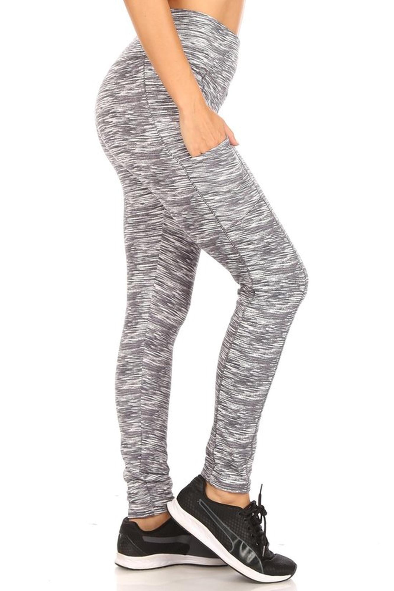 Wholesale Tummy Sculpting Light Fleece Heathered Sport Leggings