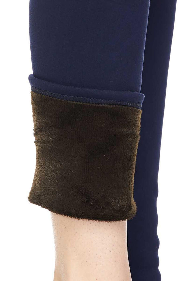 Wholesale Solid Warm Fur Lined Leggings