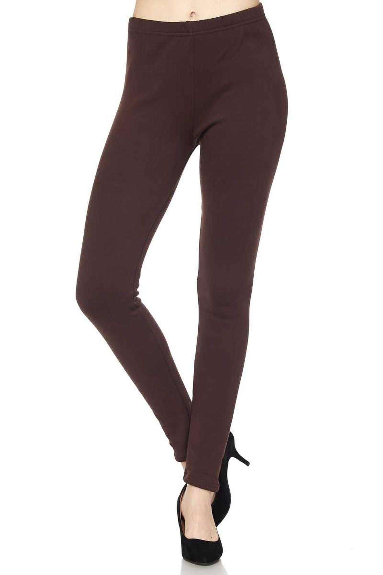 Wholesale Solid Warm Fur Lined Leggings
