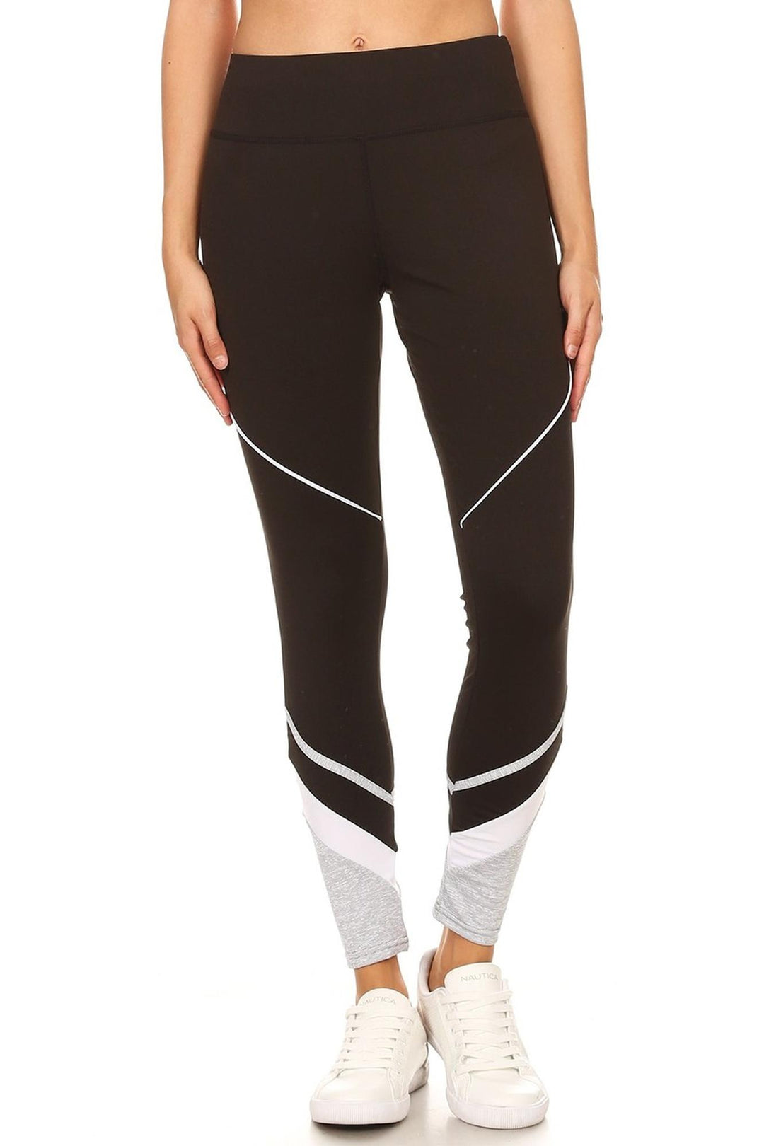Wholesale Multi Tone Ankle Contrast Sporty Workout Leggings