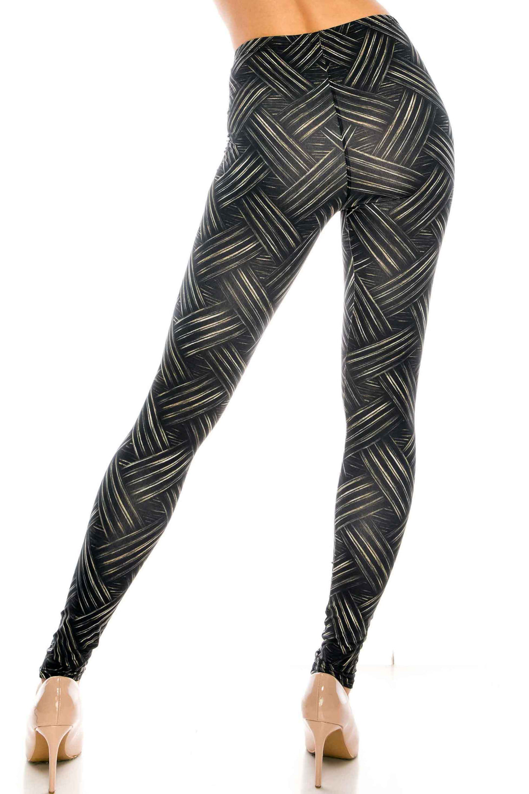Wholesale Creamy Soft Bronzed Banded Crisscross Leggings - USA Fashion