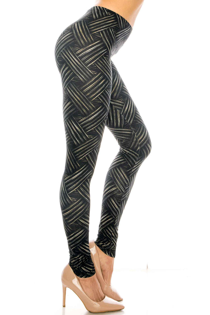 Wholesale Creamy Soft Bronzed Banded Crisscross Leggings - USA Fashion