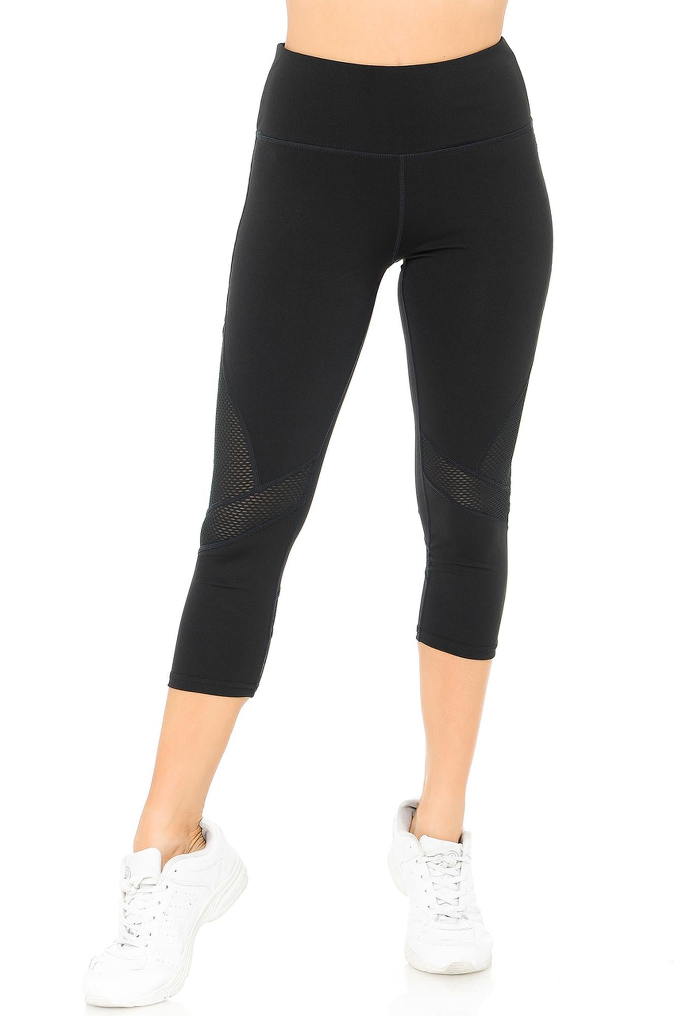 Wholesale Angled Mesh Women's Sport Workout Capris