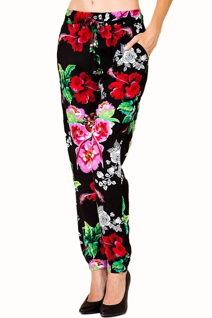 Wholesale Colorful Floral Burst Fashion Harem Joggers