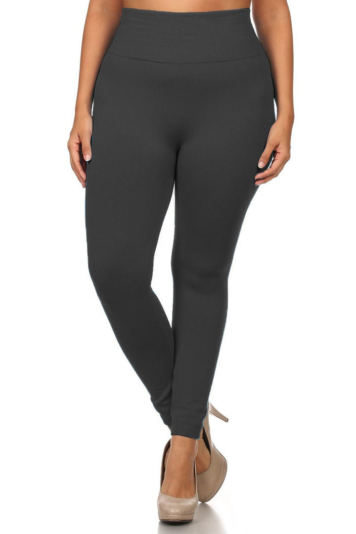 Wholesale Banded High Waist Fleece Lined Leggings - Plus Size