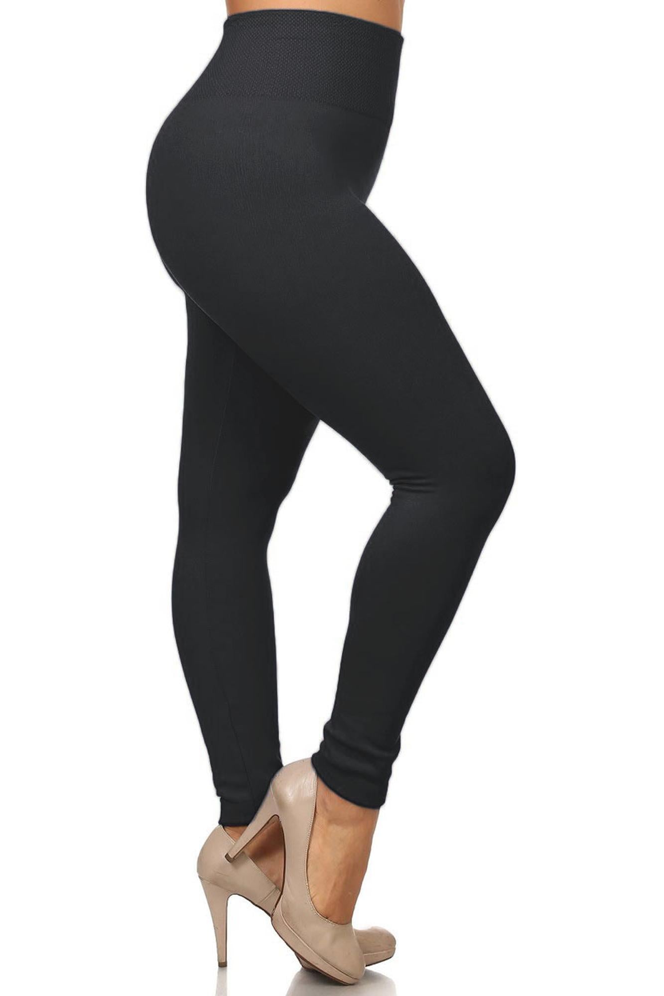 Wholesale Banded High Waist Fleece Lined Leggings - Plus Size