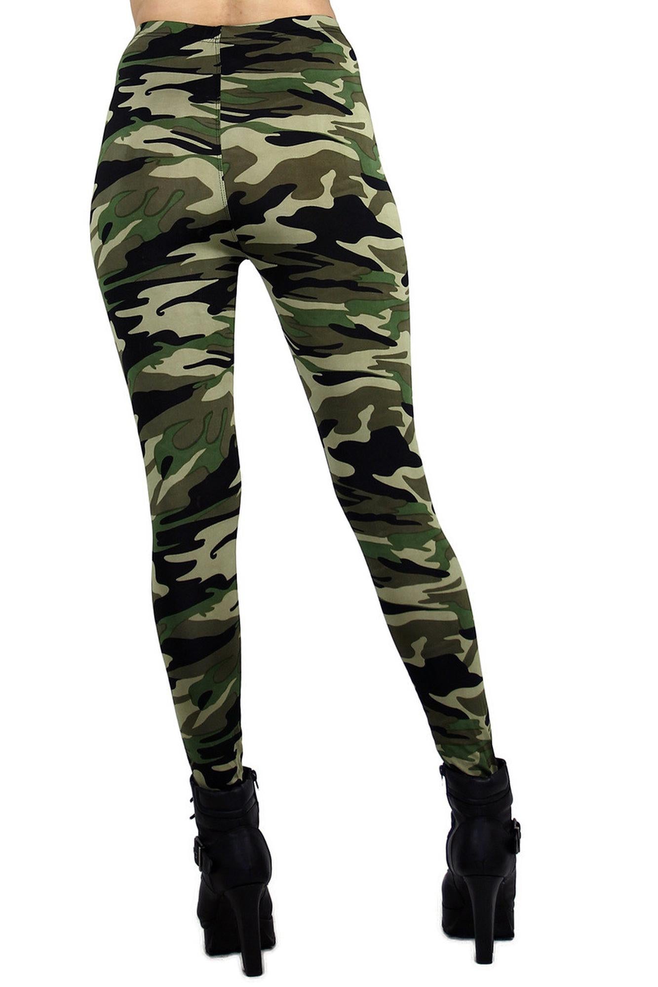 Wholesale High Waisted Green Camouflage Leggings