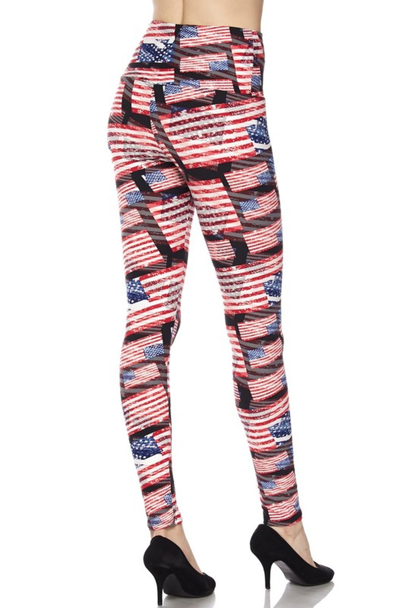 Wholesale Buttery Smooth High Waisted 3D Hologram USA Flag Leggings