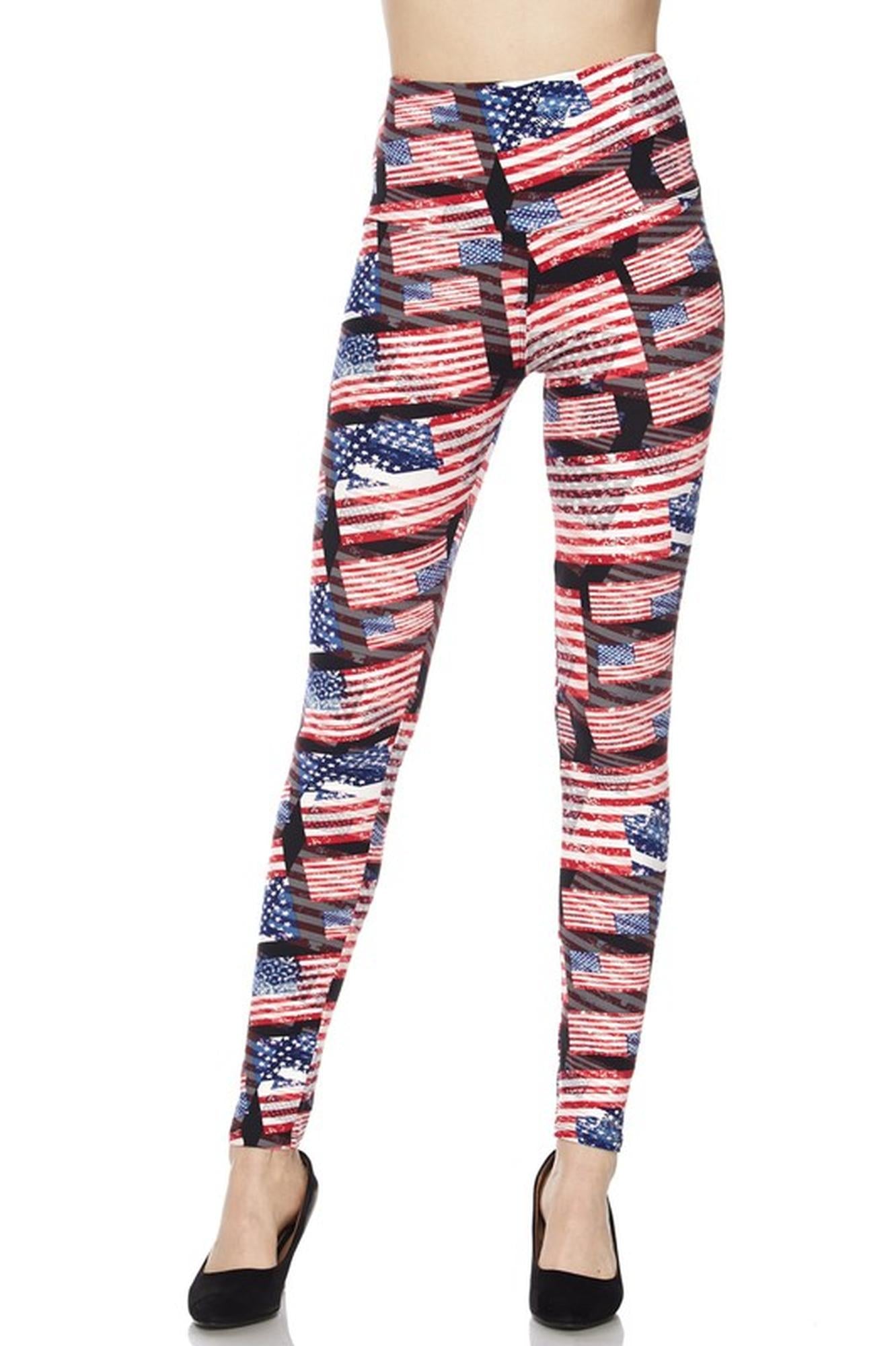 Wholesale Buttery Smooth High Waisted 3D Hologram USA Flag Leggings