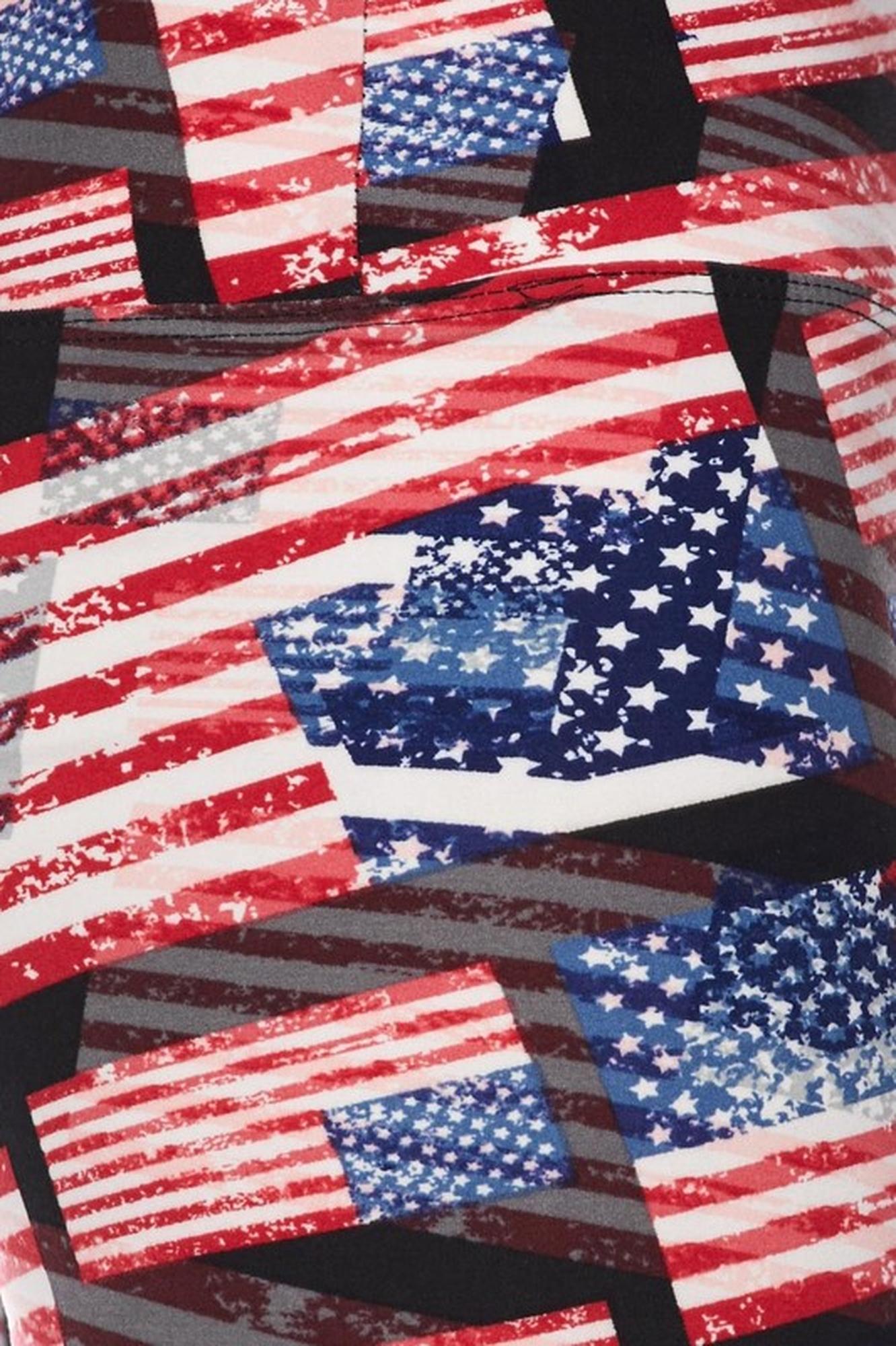 Wholesale Buttery Smooth High Waisted 3D Hologram USA Flag Leggings