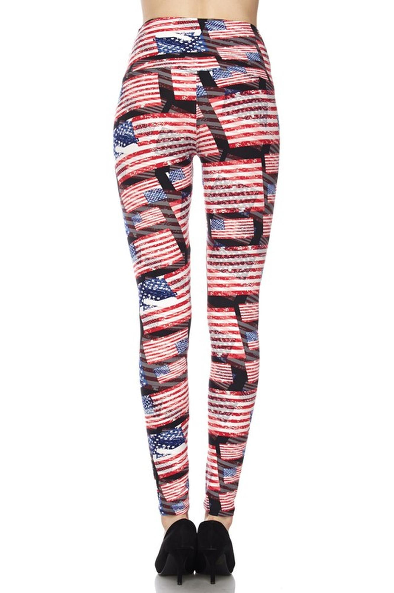 Wholesale Buttery Smooth High Waisted 3D Hologram USA Flag Leggings