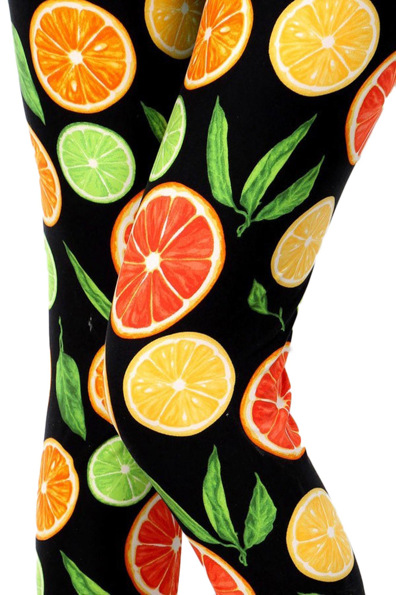 Wholesale Buttery Soft Plus Size Citrus Fruit Leggings