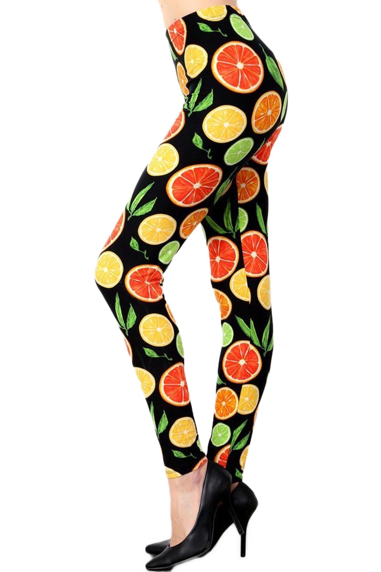 Wholesale Buttery Soft Plus Size Citrus Fruit Leggings