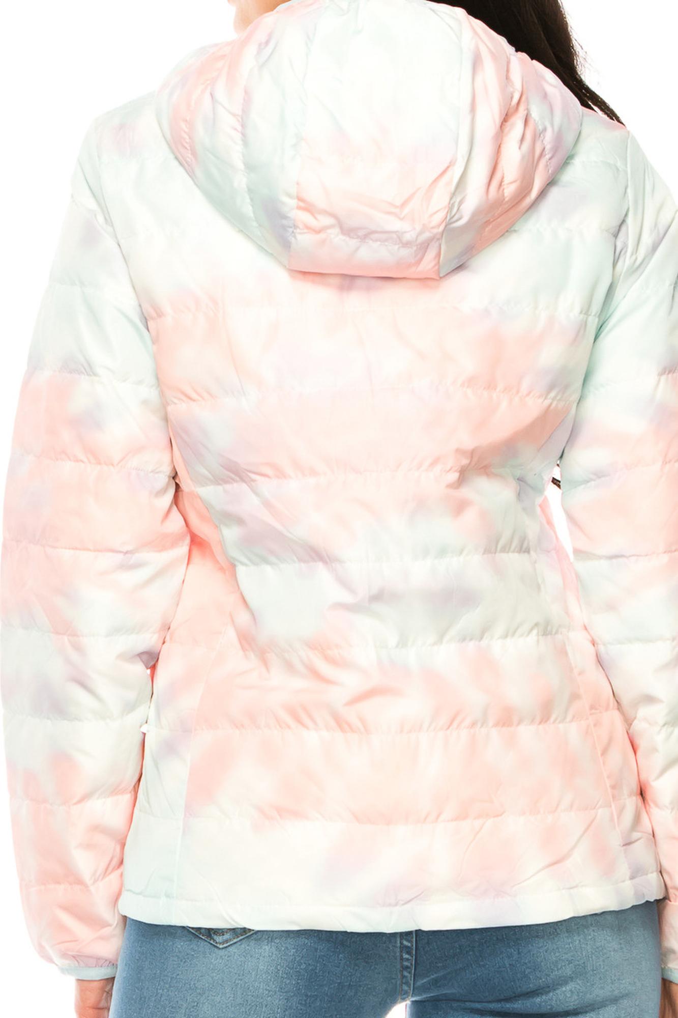 Wholesale Women's Coral & Teal Swirl Winter Puffer Down Jacket
