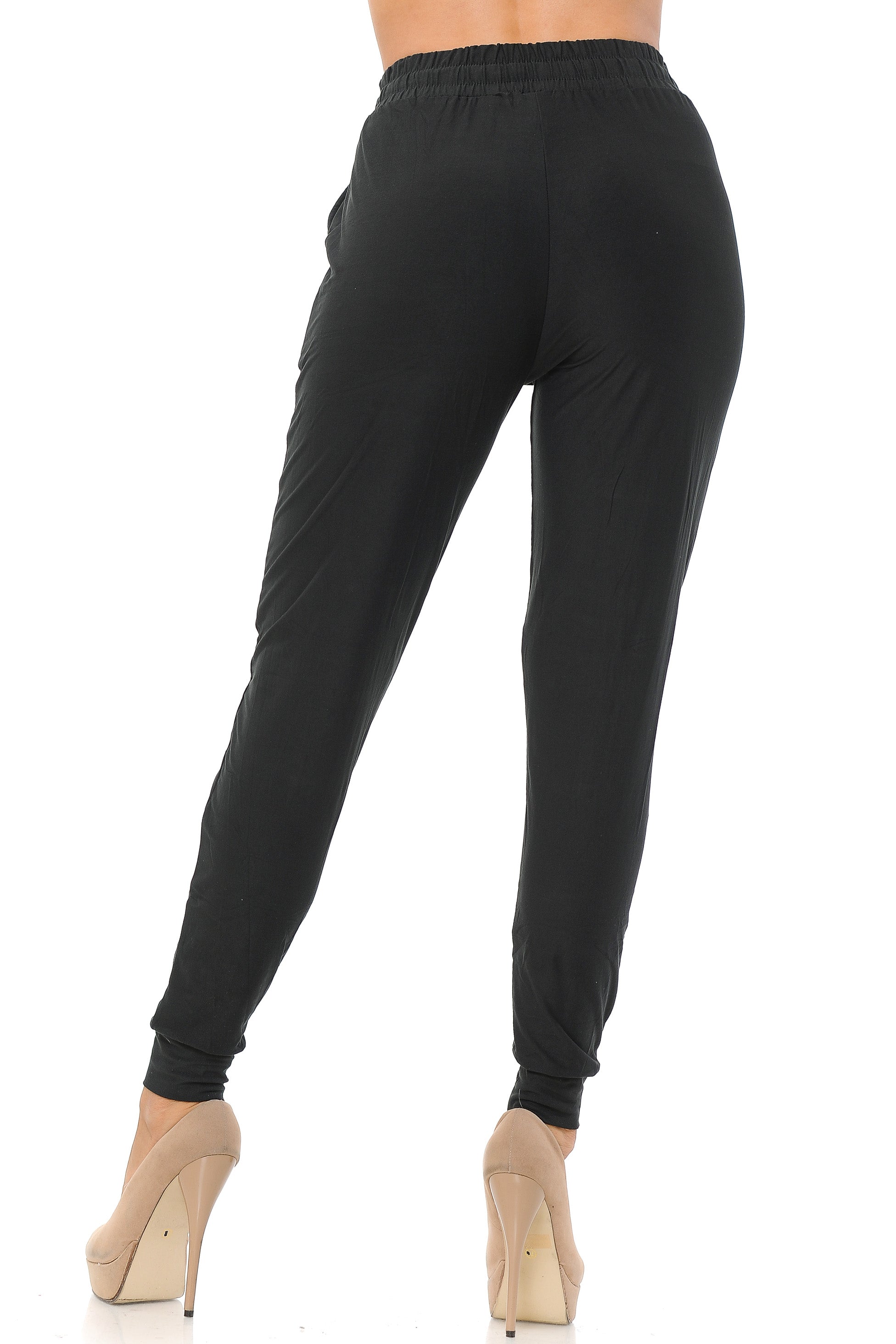 Wholesale Buttery Smooth Solid Basic Black Women's Joggers - EEVEE