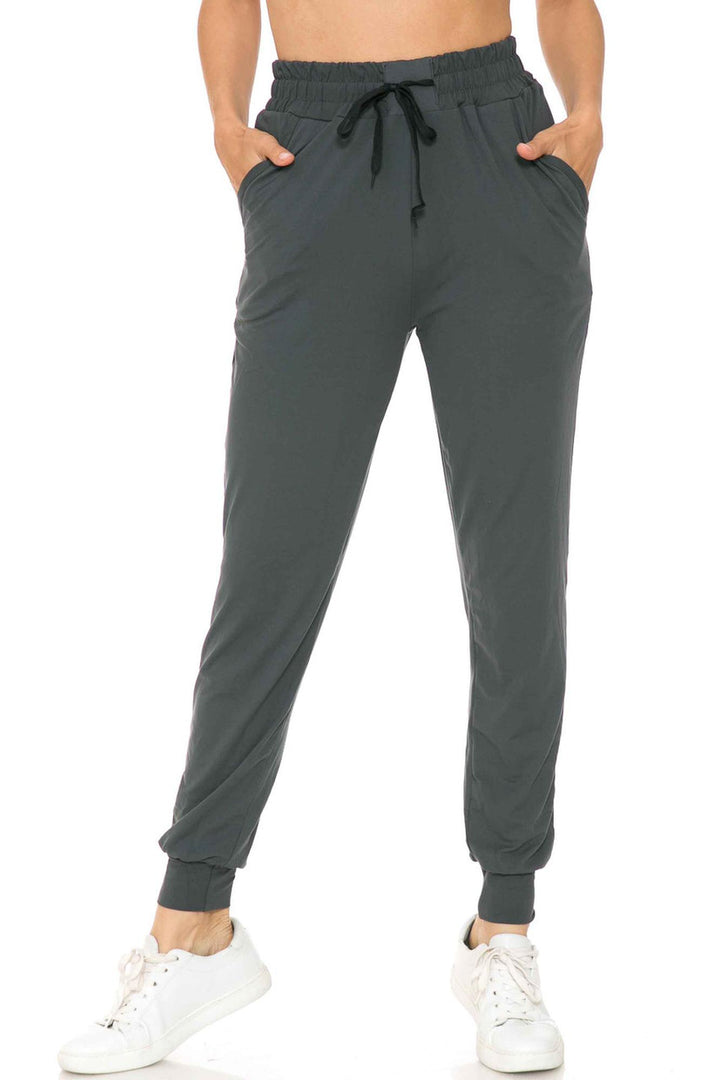 Wholesale Buttery Smooth Solid Basic Charcoal Women's Joggers - EEVEE