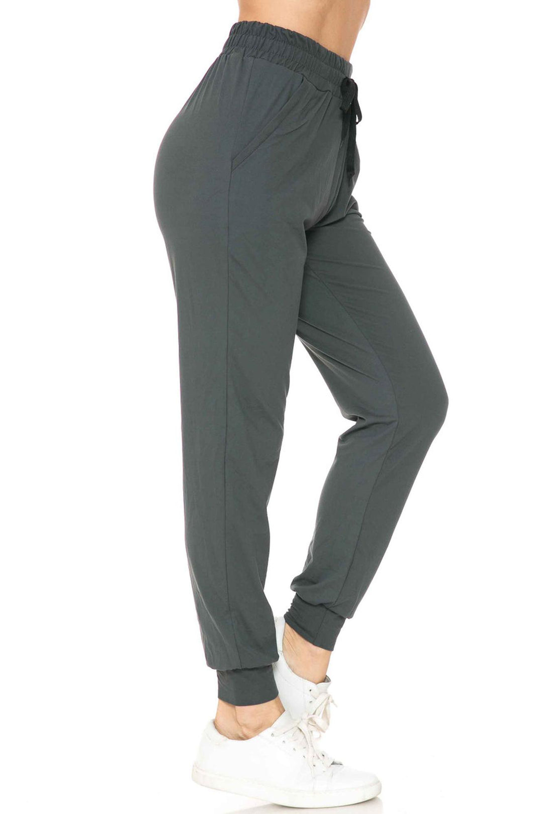 Wholesale Buttery Smooth Solid Basic Charcoal Women's Joggers - EEVEE