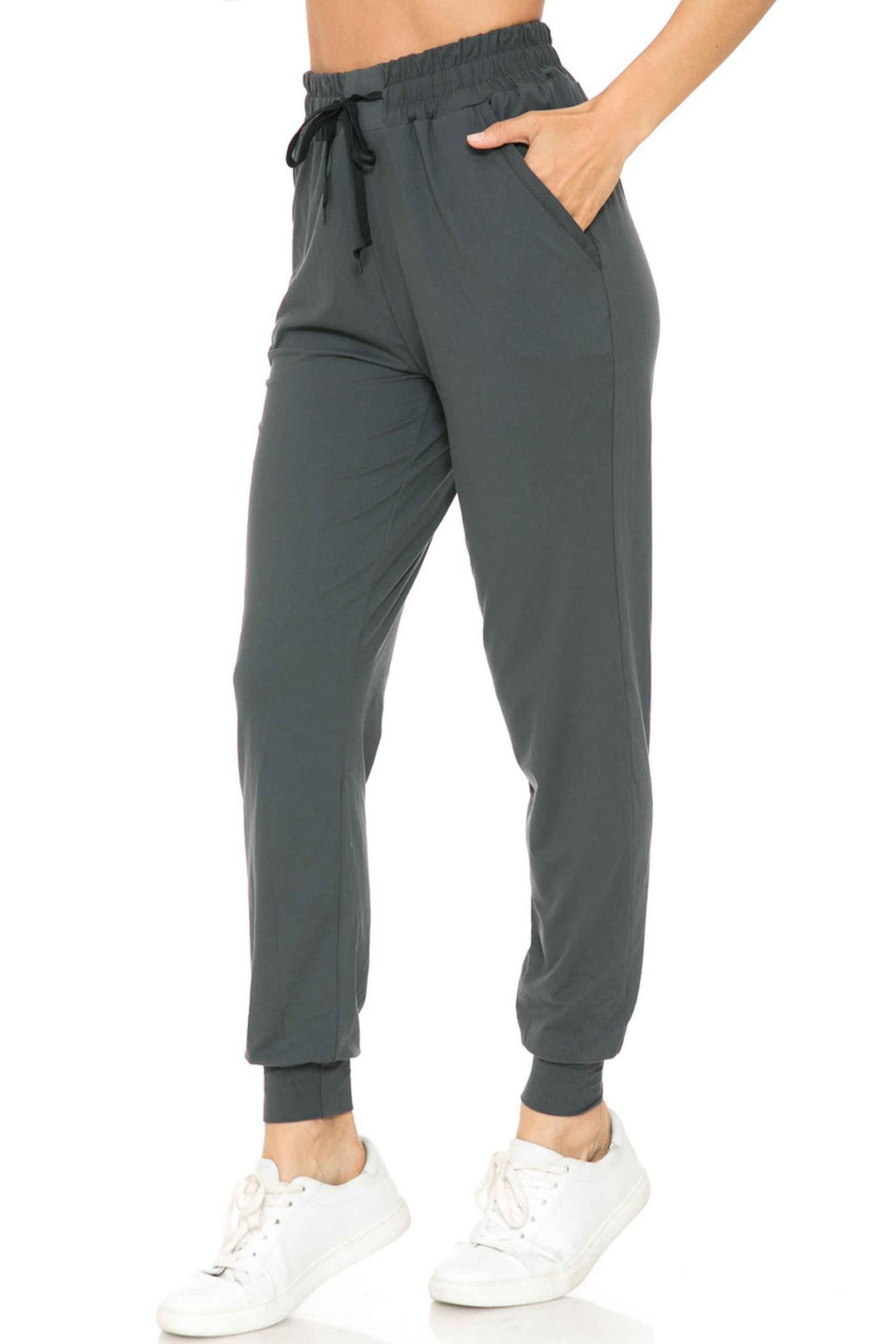 Wholesale Buttery Smooth Solid Basic Charcoal Women's Joggers - EEVEE