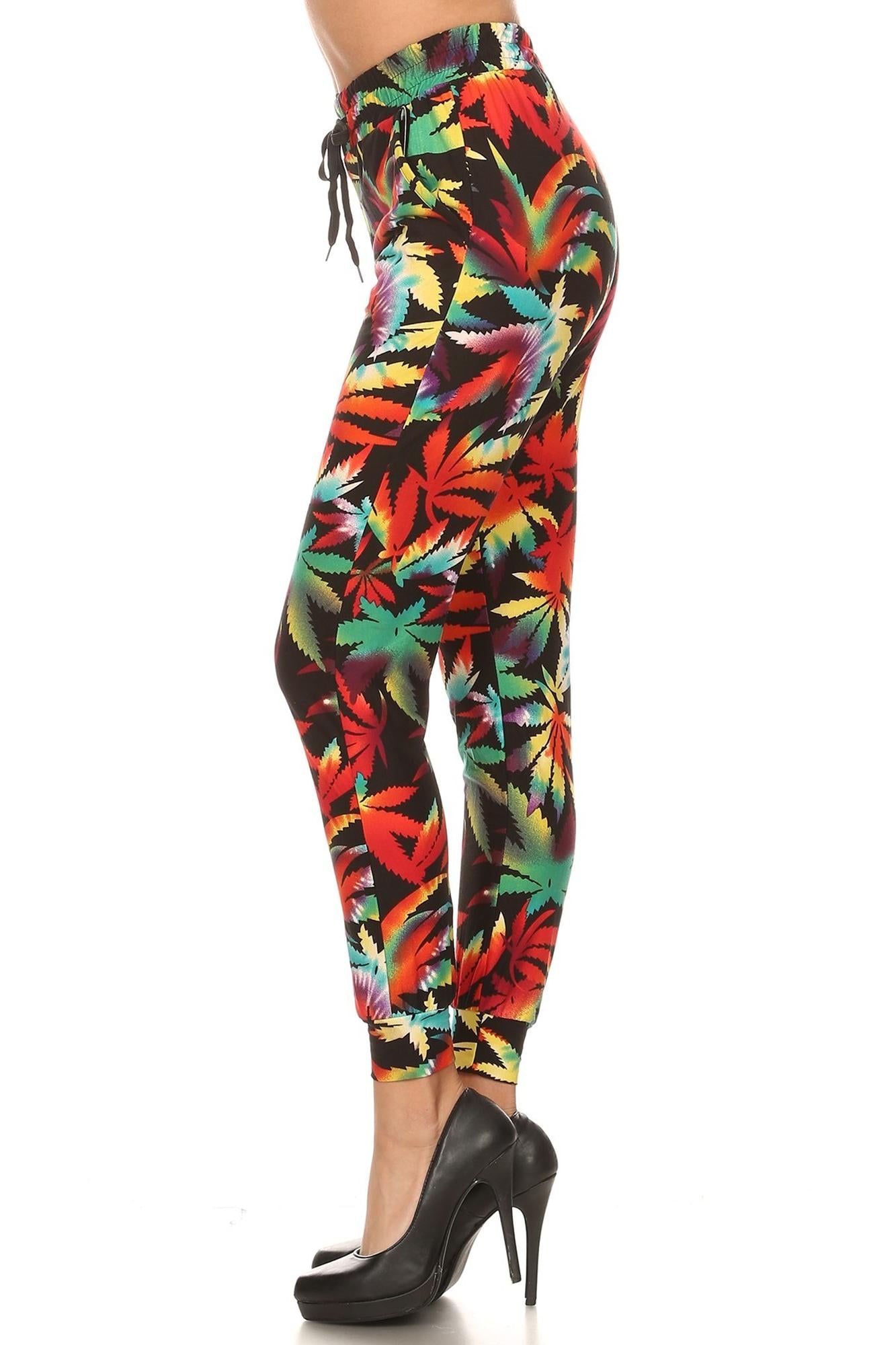 Wholesale Buttery Smooth Rainbow Marijuana Joggers