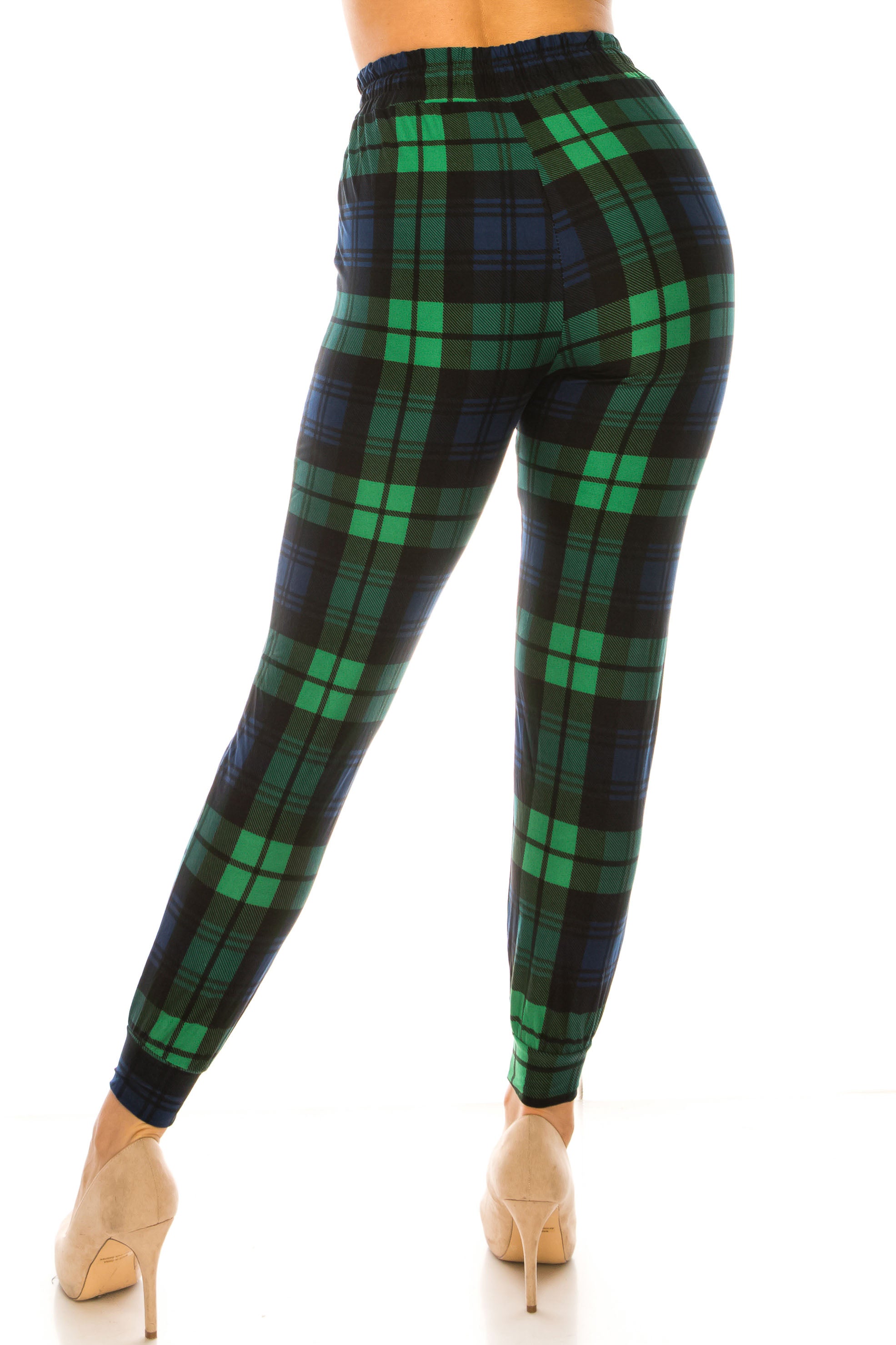Wholesale Buttery Smooth Green Plaid Joggers