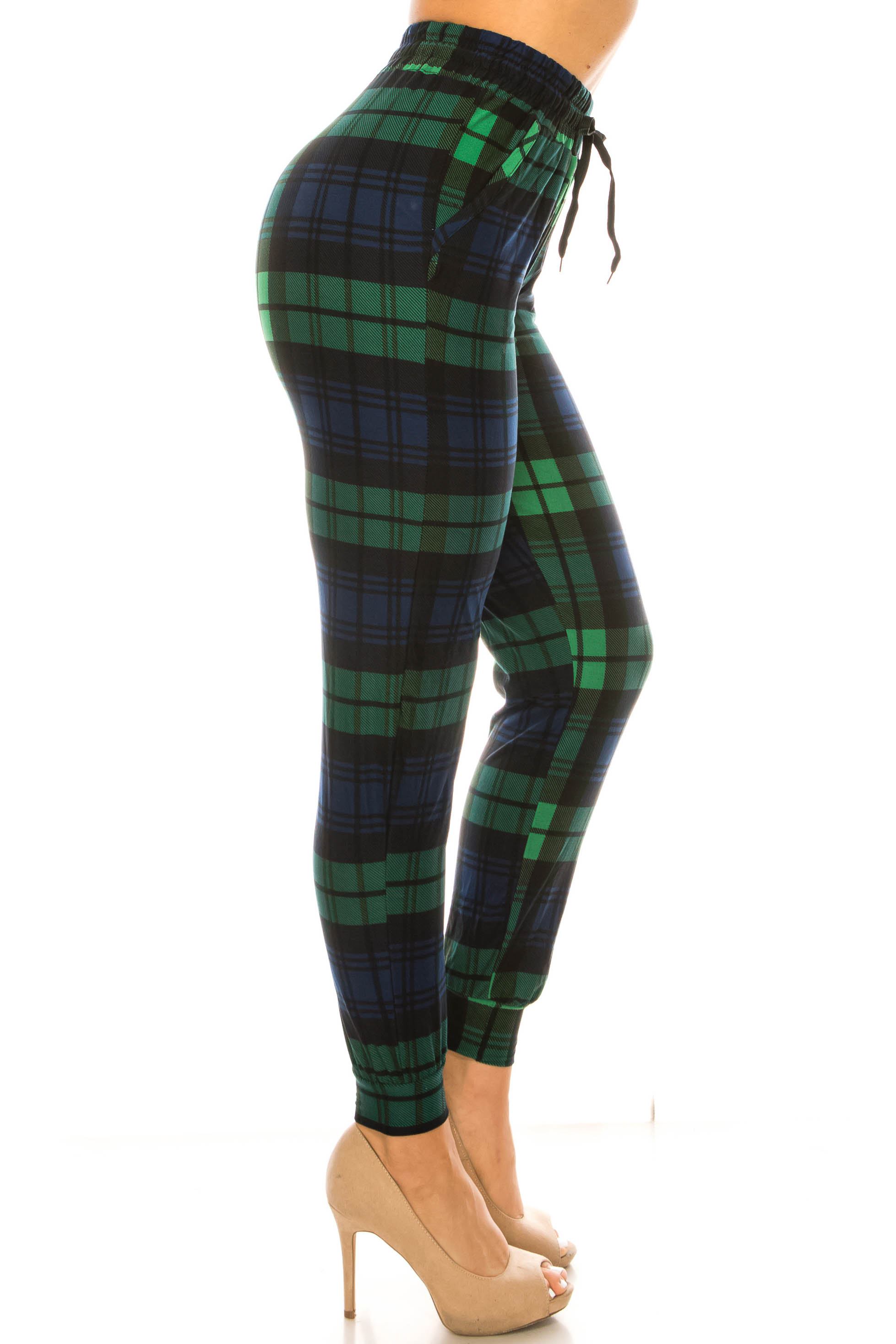 Wholesale Buttery Smooth Green Plaid Joggers