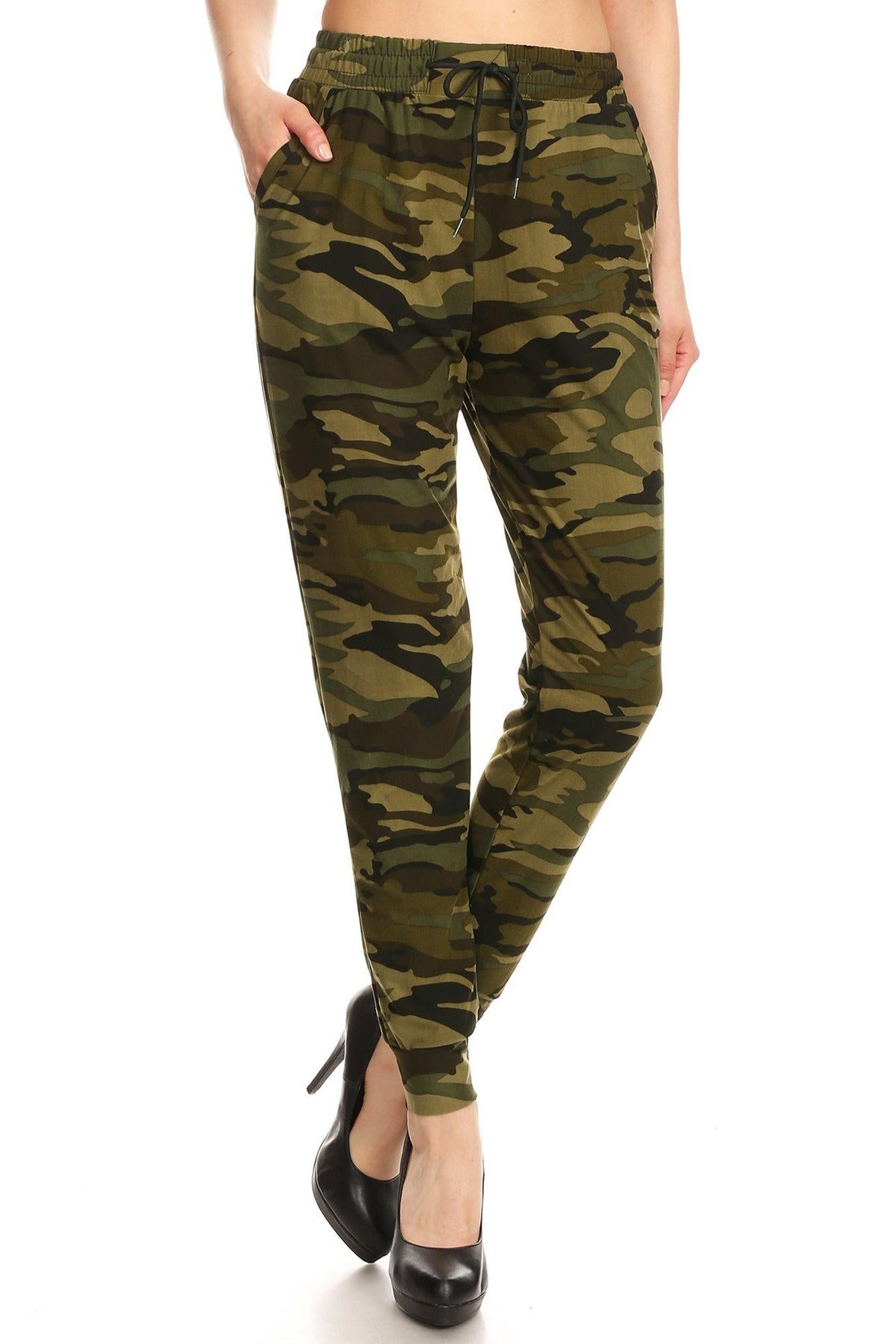Wholesale Buttery Smooth Olive Camouflage Joggers - EEVEE